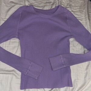 Aerie Lavender Ribbed Long Sleeve Tee